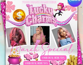 March Booking Flyer, St Patricks Day Booking Flyer, Holiday Deals Flyer, Makeup, Hair, Lashes, Nails, DIY Canva Template, Digital download