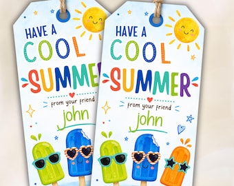 Ice Pop Have a Cool Summer Teacher Student Preschool Classmate Tag Last Day of School Summer Tags Printable Template