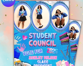Student Council Campaign Flyer Template, Editable Canva Poster, School Election Flyer, Digital Council Flyer, Canva Editable