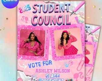 Student Council Campaign Flyer Template, School Election Flyer, Editable Canva Poster, Digital Council Flyer, School Election Poster