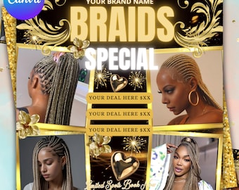 Braids Flyer, Knotless Braids Special Flyer, Braids Pricelist Flyer, Braid Special Deal flyer, Braids Bookings Flyer, Braids Flyer, Canva