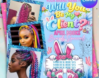 April Booking Flyer, Makeup, Hair, Lashes, Nails, Easter Booking Flyer,Spring Flyer, Saloon Booking flyer, April Canva Editable template.