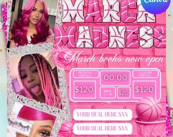 March Booking Flyer, Editable Flyer Template, Canva Editable, Hairstylist, MUA, Nail & Lash Tech Booking Appointment Flyer, Canva Download