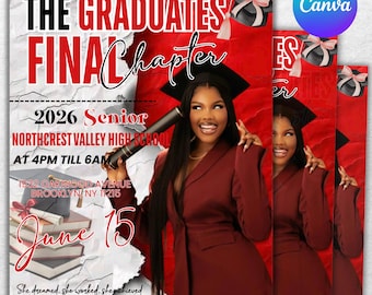 Graduation Flyer, Class of 2026, Graduation Invitation Flyer, Graduation Party Flyer, Grad Announcement Flyer, Editable Canva Template