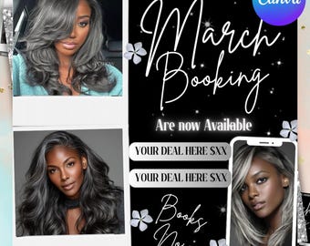 March Booking Flyer, March Flyer, March Books, Book Now Flyer, March Madness Flyer, MUA Lashes Nails Hair March Flyer, Canva Editable