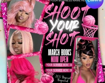 March Booking Flyer, March Flyer, March Books, Book Now Flyer, March Madness Flyer, MUA Lashes Nails Hair March Flyer, Canva Editable