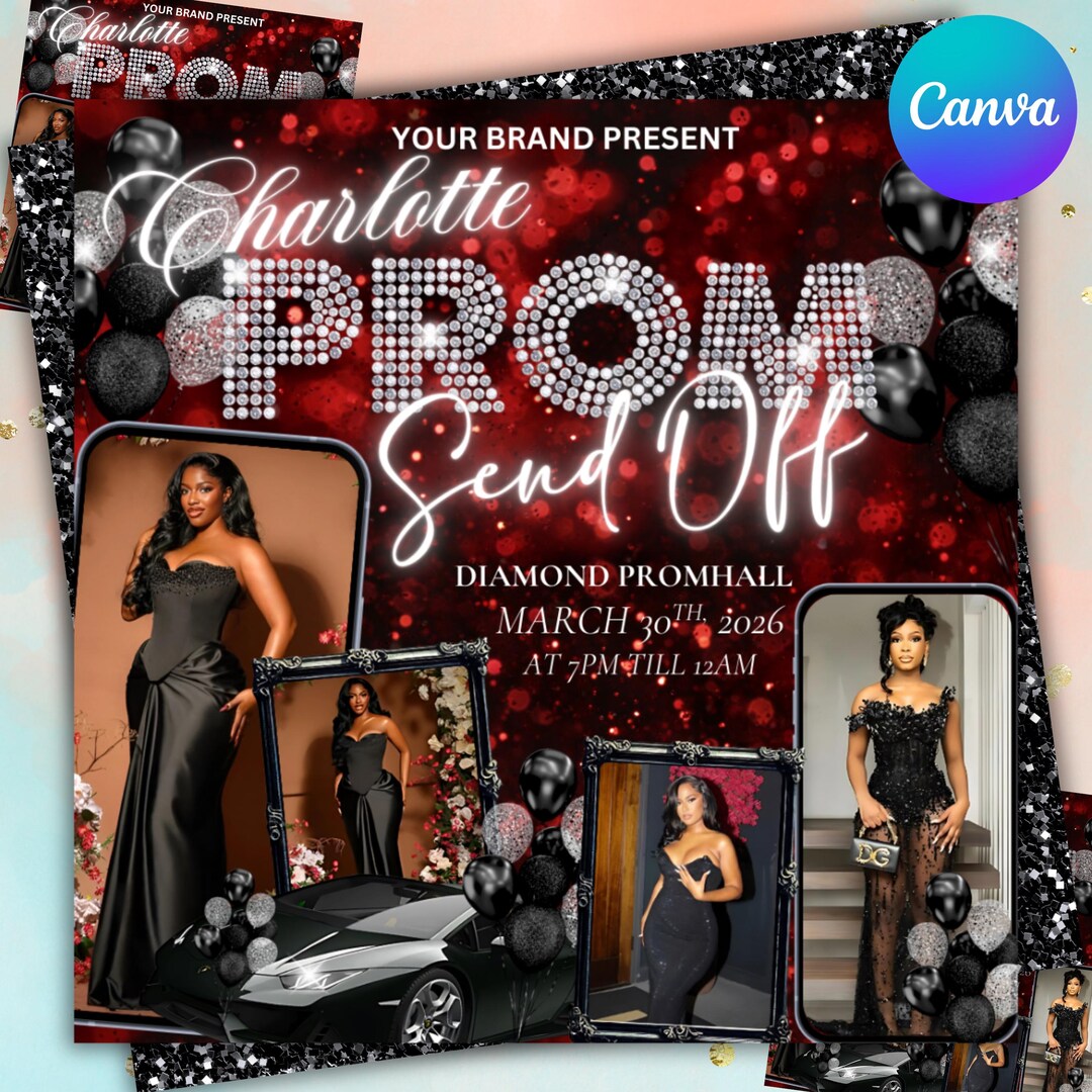 Prom Send off Flyer, DIY Prom Flyer, Prom Canva Template, Prom Send Off ...