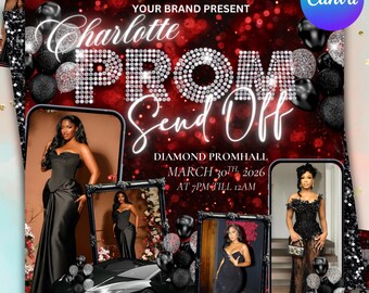Prom Send Off Flyer, DIY Prom Flyer, Prom Canva Template, Prom Send Off, Prom Send Off Event, Editable, DIY Canva, Instant Download,
