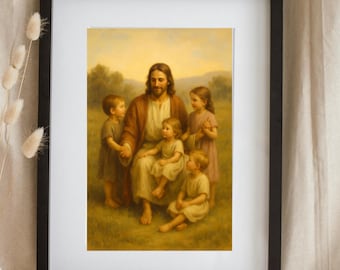 Jesus with Children Art Print: Christian Home Decor (Digital Download)