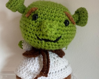 Peluche Shrek au crochet : peluche ogre faite main