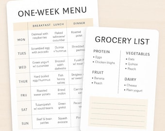 Baby-Led Weaning One-Week Menu | Printable BLW Meal Plan | Baby Feeding Planner | Instant Download