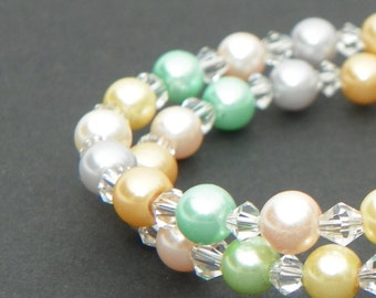 Easter Bracelet Pastel Pearl bracelet memory wire bracelet summer bracelet prom bracelet mothers day jewelry mothers day bracelet