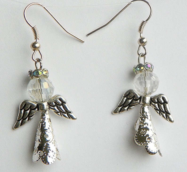 Angel Earrings Silver Earrings Religious Earrings First Etsy