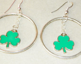 Shamrocks Hanging St. Patricks Day earrings Shamrock earrings St Pattys Day earrings green earrings clover earrings present gift