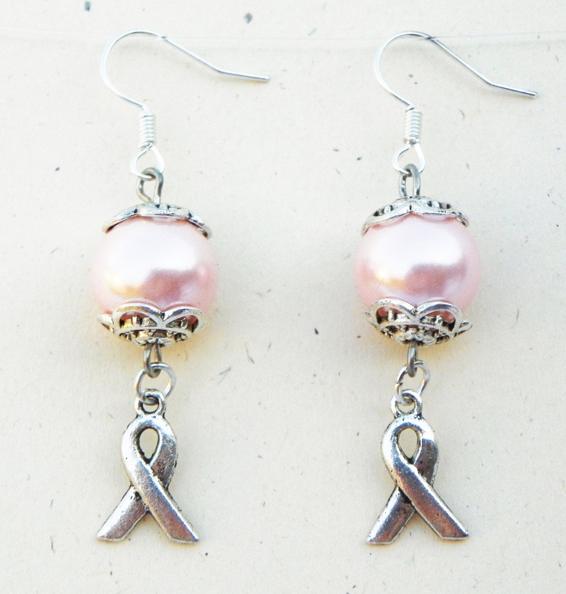 Breast Cancer Earrings Pink Ribbon Earrings Cancer Ribbon Earrings Pink