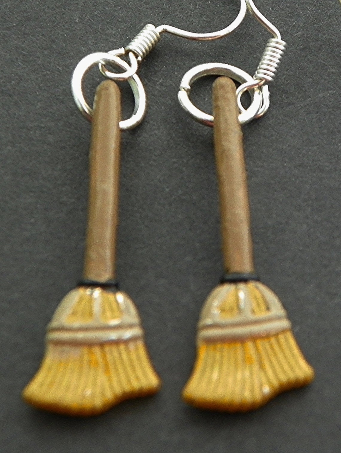 Broom Earrings Broom Stick Earrings Halloween Earrings Etsy