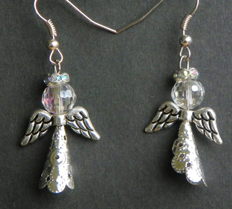 Angel Earrings Silver Earrings Religious Earrings First Etsy