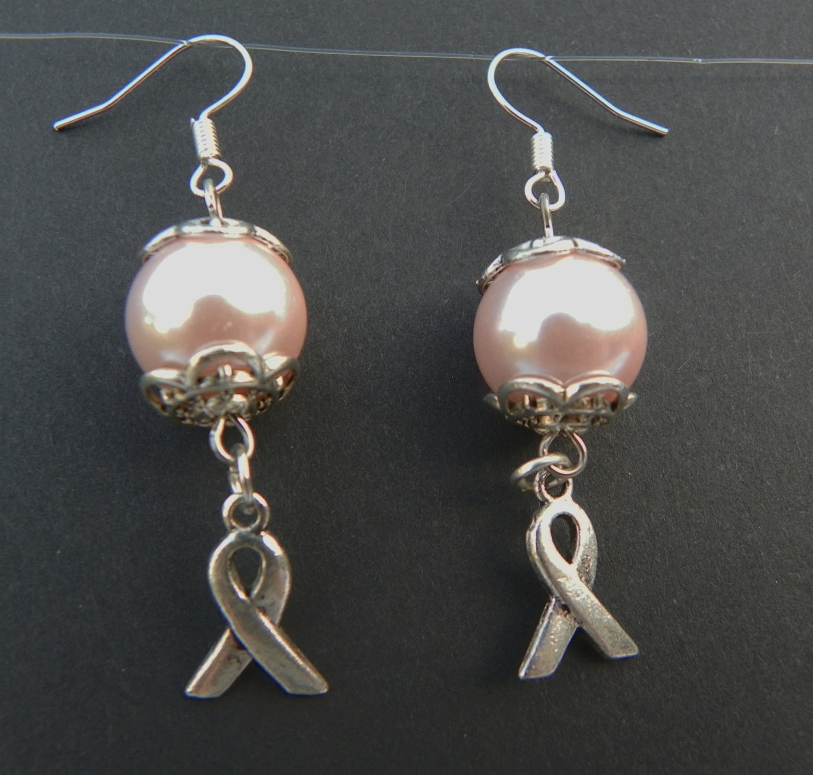 Breast Cancer Earrings Pink Ribbon Earrings Cancer Ribbon Earrings Pink