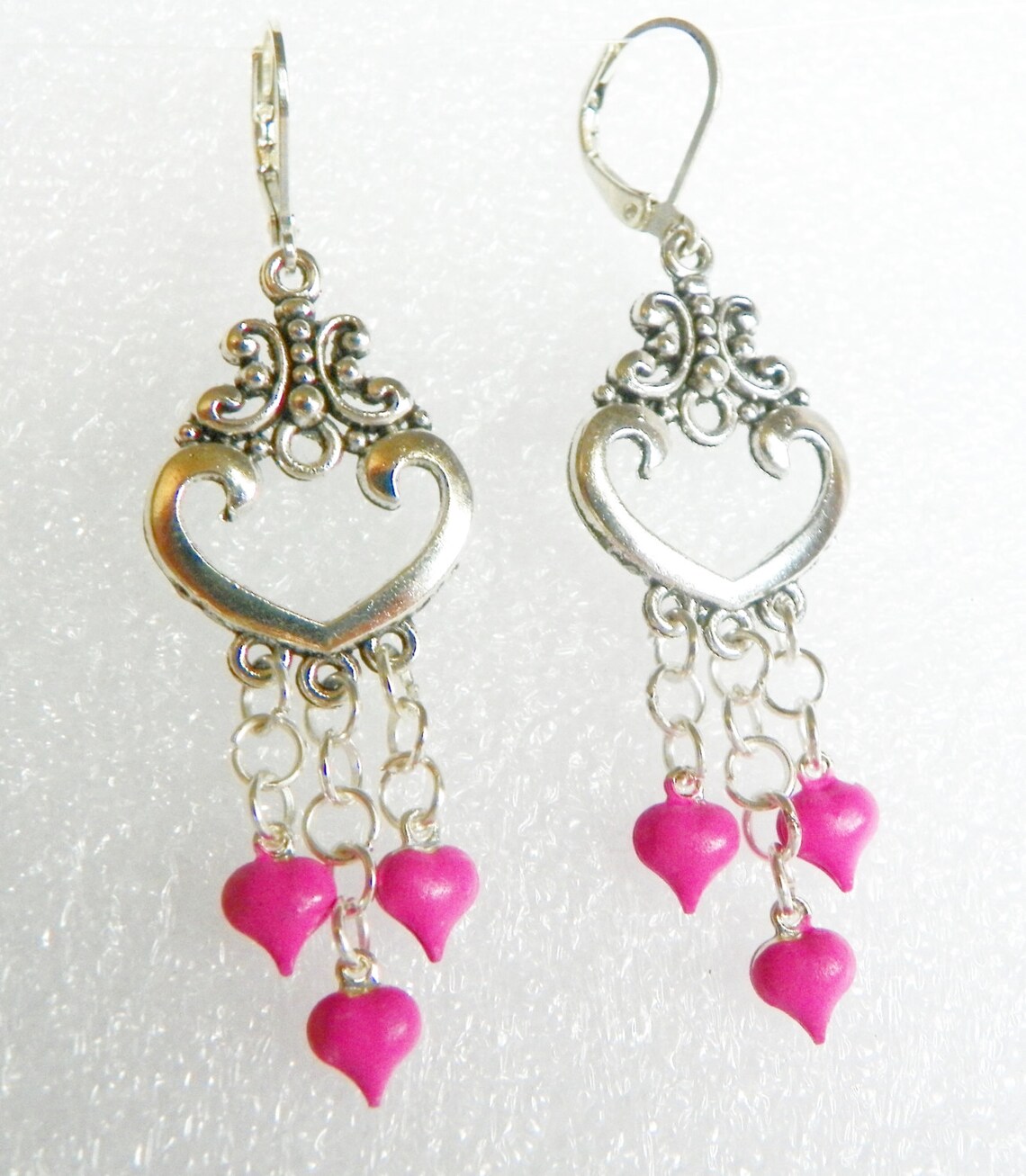 Hot Pink Heart Earrings Heart Earrings Pink Earrings Hot Pink Earrings