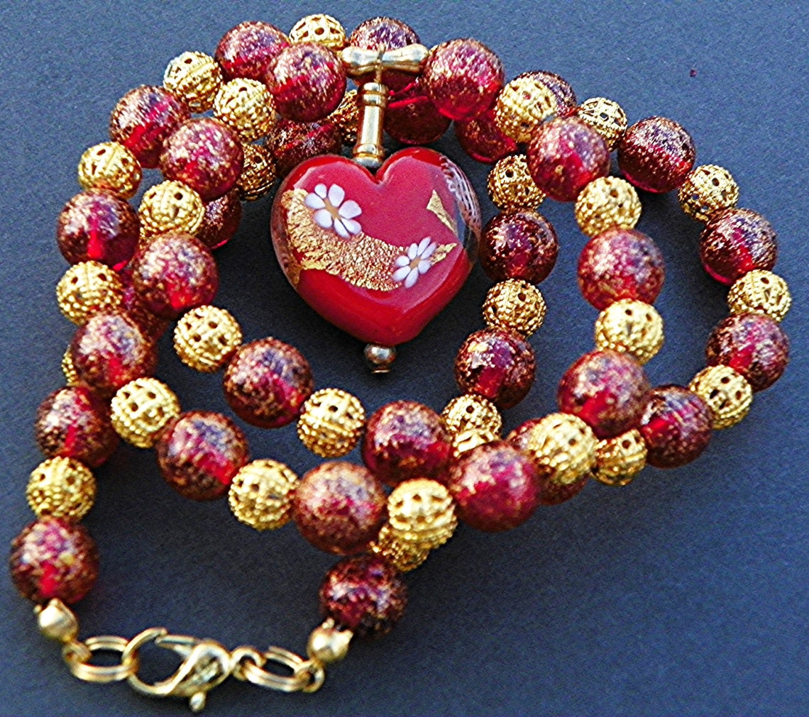 Heart Necklace Valentine Necklace Valentine Pendant Red Etsy