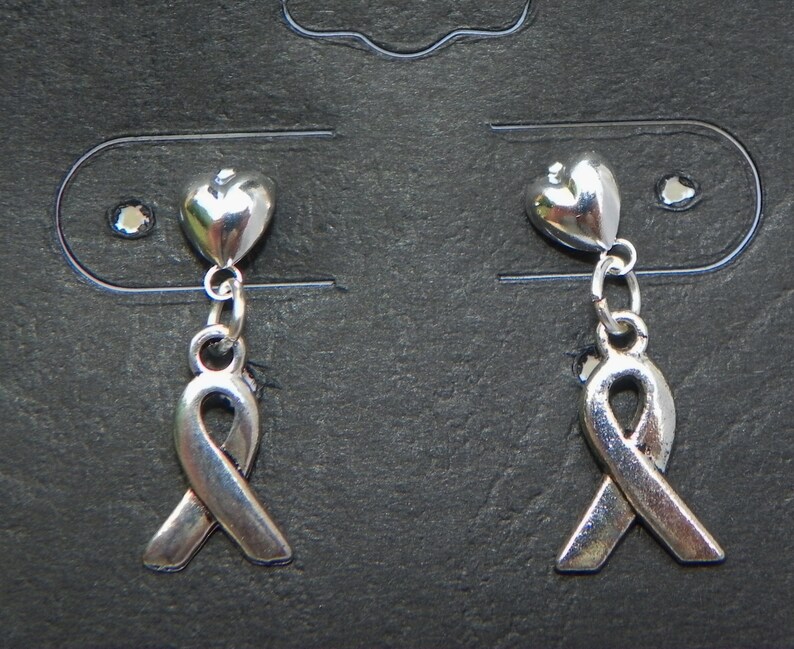 Cancer Ribbon Earrings Cancer Awareness Earrings Ribbon Etsy