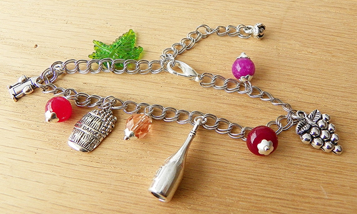 Wine Bracelet Wine Charm Bracelet Wine Connoisseur Bracelet Etsy Denmark