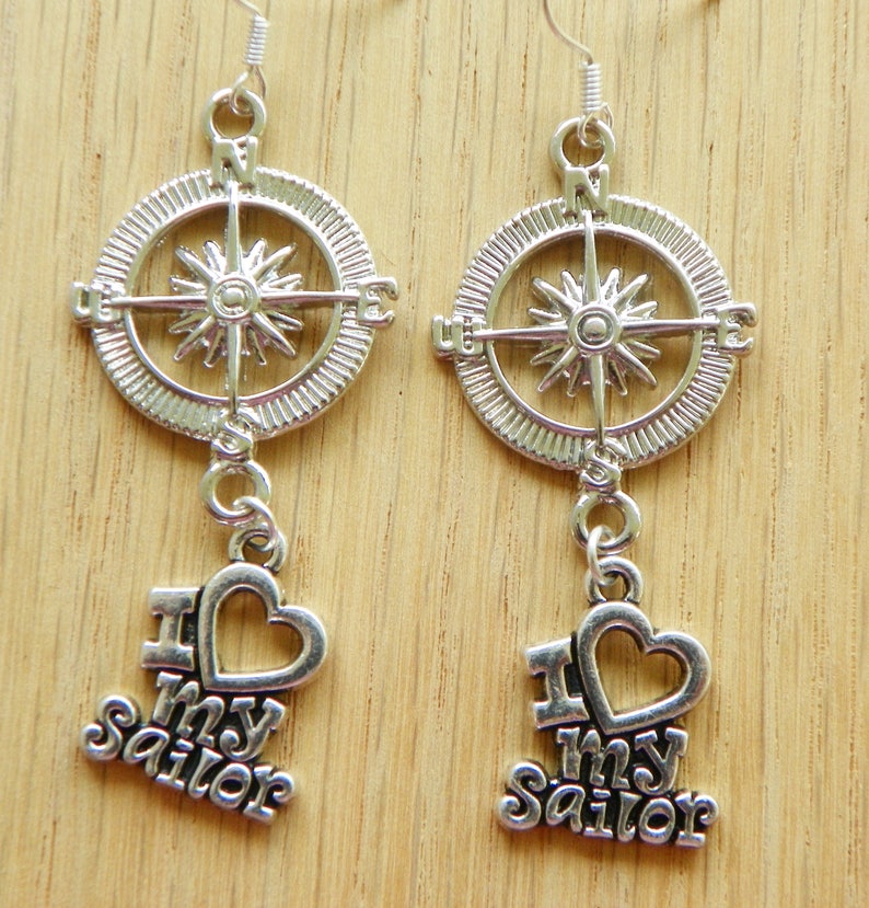 Navy Earrings Navy wife earrings navy mom earrings navy jewelry nautical earrings nautical jewelry naval earrings naval jewelry drop earring
