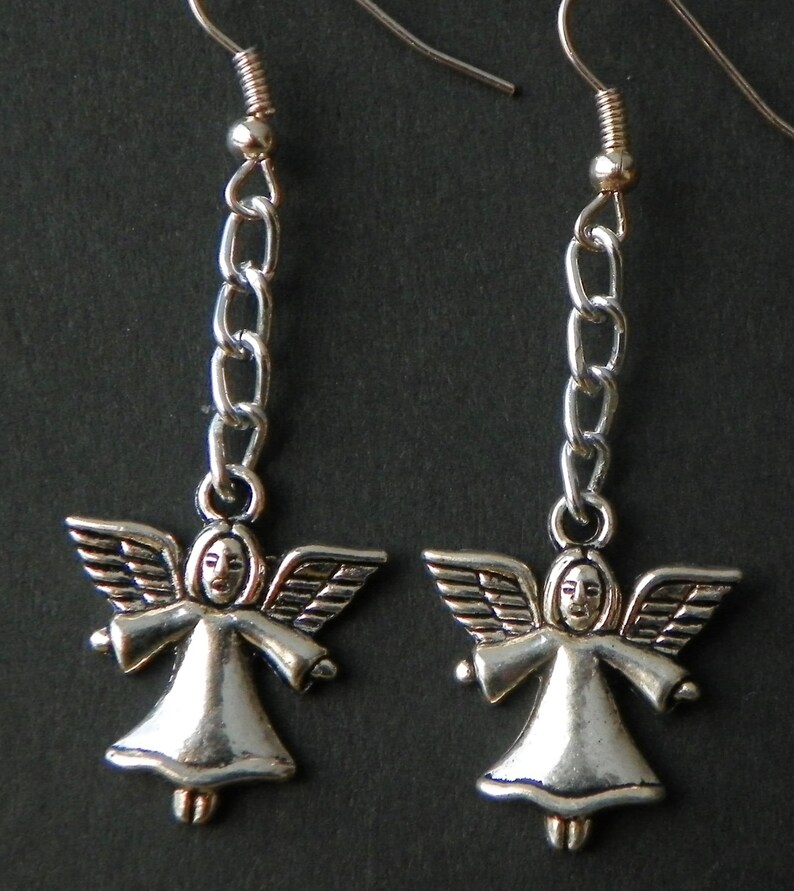 Angel Earrings Christian Earrings Religious Earrings Guardian Etsy