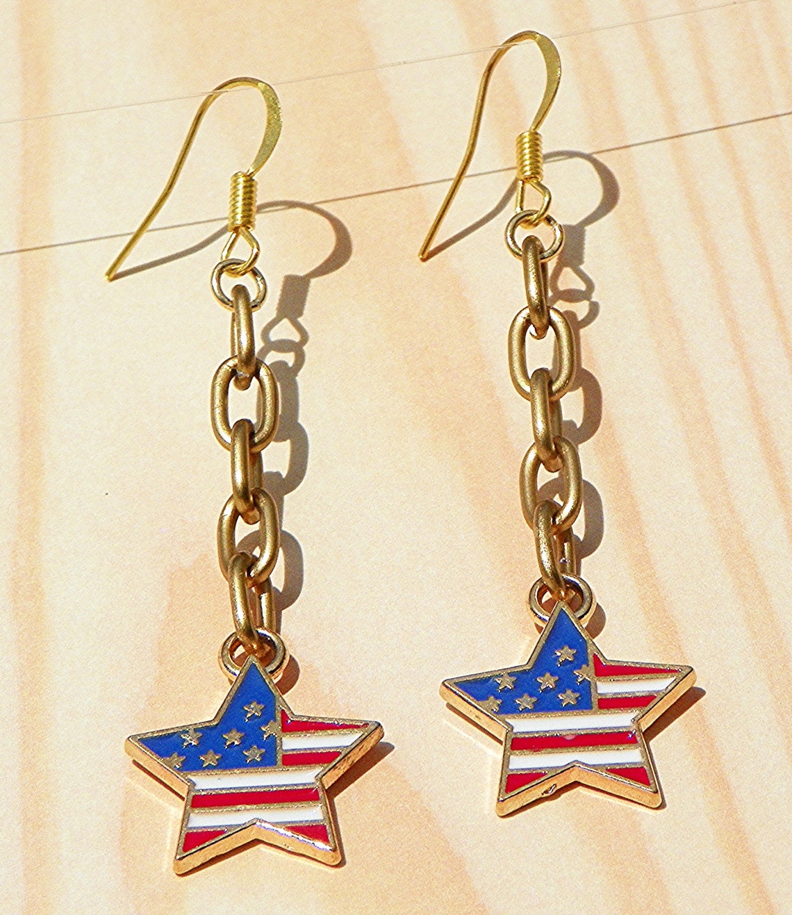 Star Earrings Flag Earrings USA Flag Earrings Red White and Etsy