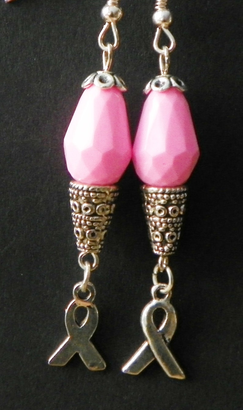 Breast Cancer Earrings Cancer Awareness Earrings Pink Earrings Etsy