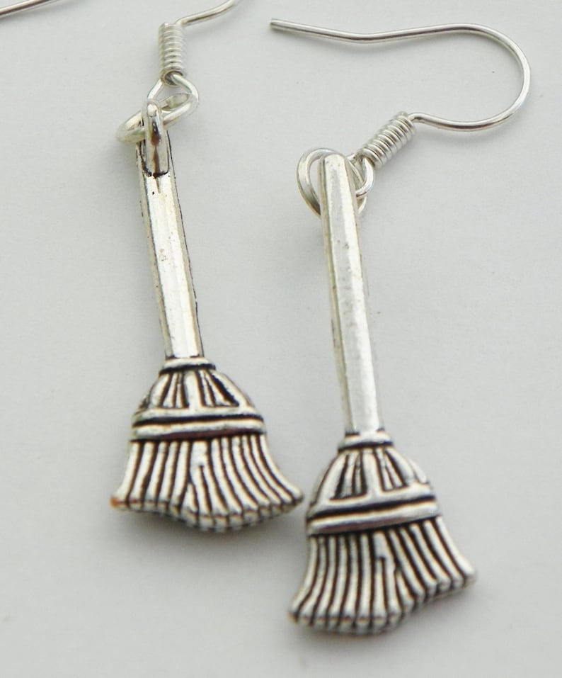 Broom earrings broom stick earrings halloween earrings Etsy
