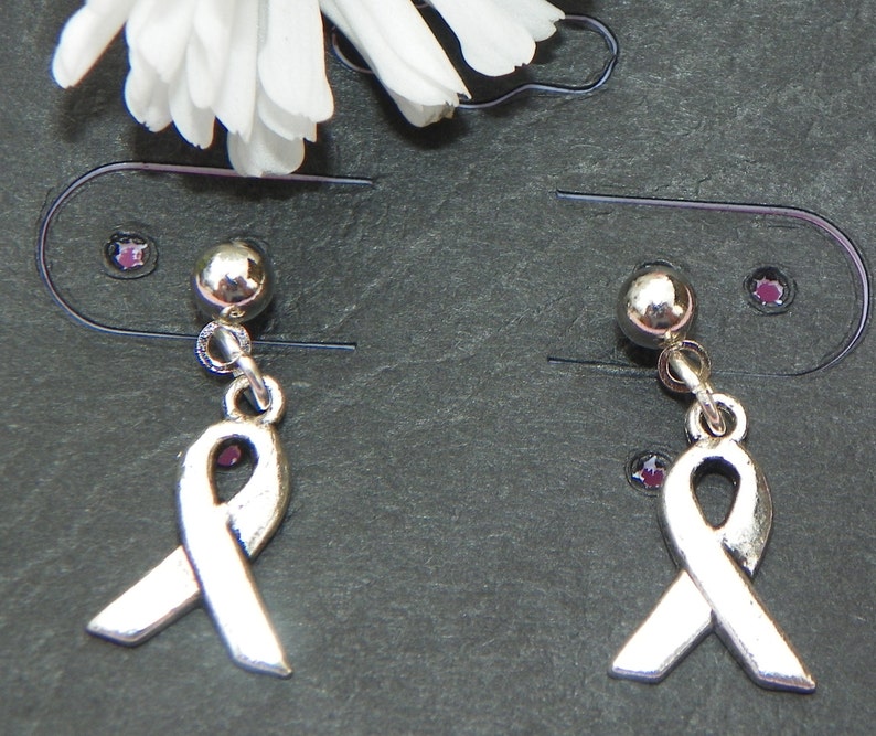 Cancer Ribbon Earrings Cancer Awareness Earrings Ribbon Etsy