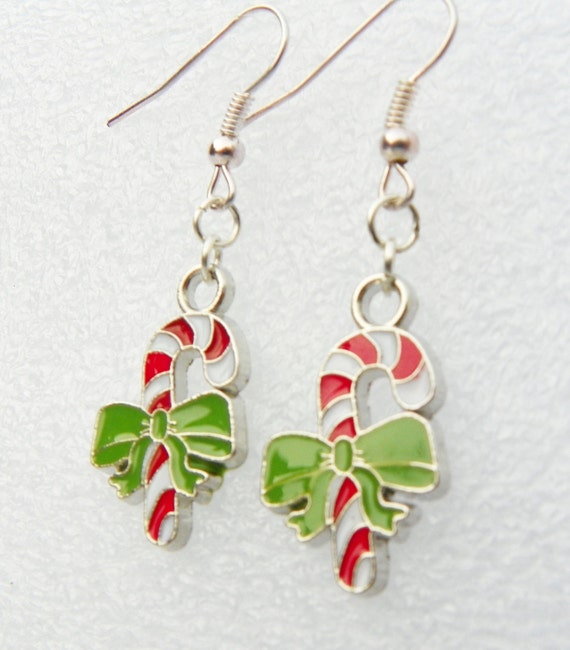 Candy Cane Earrings Traditional Candy Cane Earrings With a Etsy