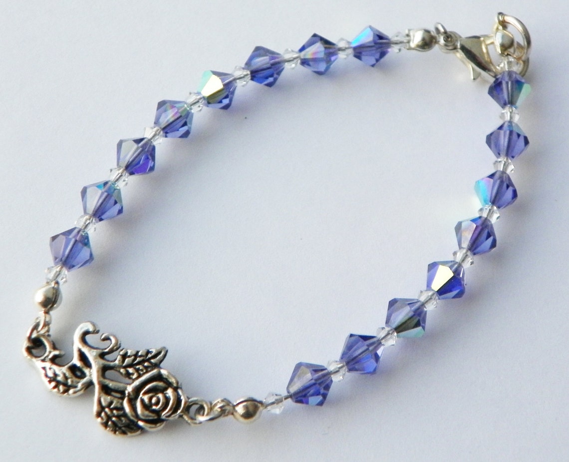 Crystal Bracelet Rose Bracelet Flower Bracelet Glass Bracelet Etsy