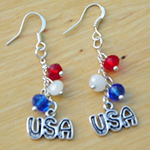 July 4th earrings 4th of July earrings USA Earrings red white and blue earrings Swarovski Crystal earrings USA patriotic earrings American image 1