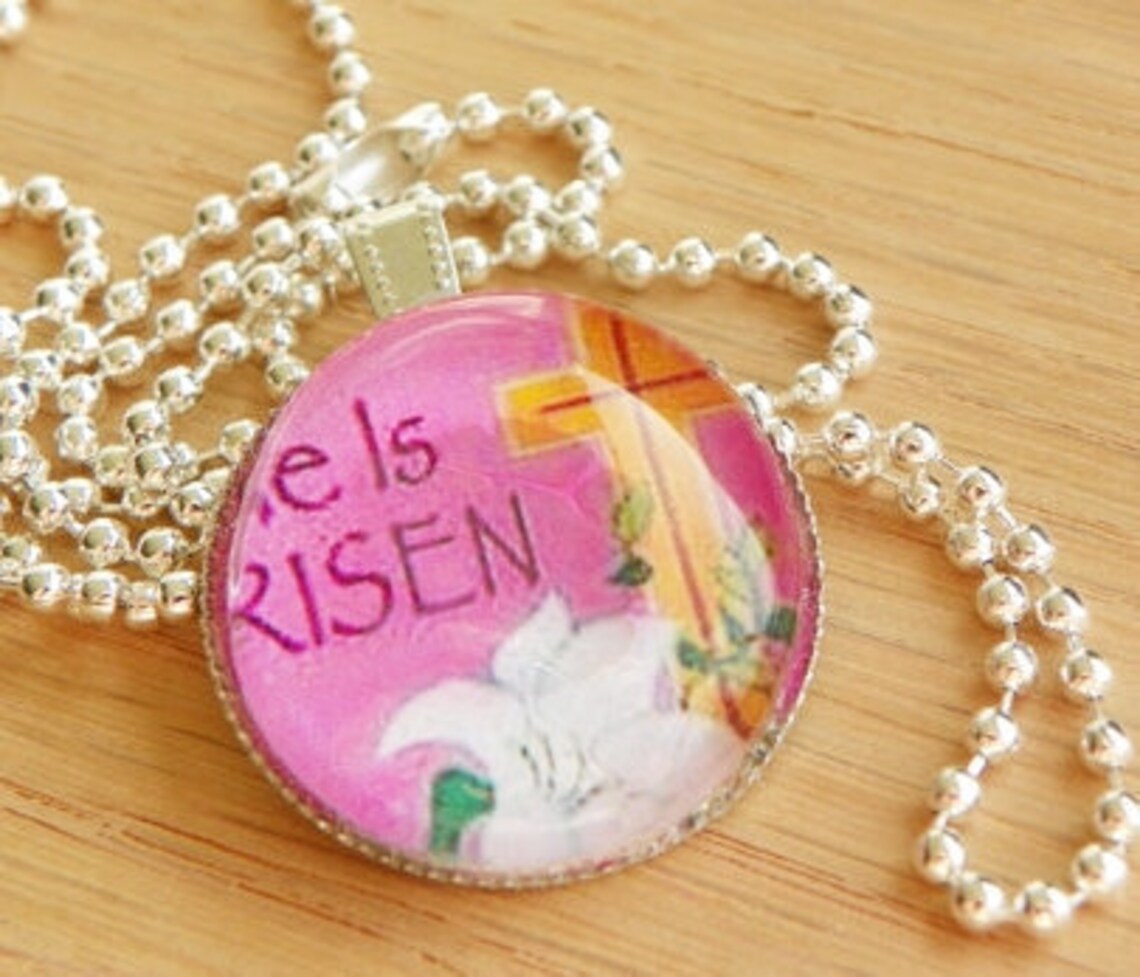 He is Risen Necklace Easter Necklace Easter Jewelry Christian Jewelry