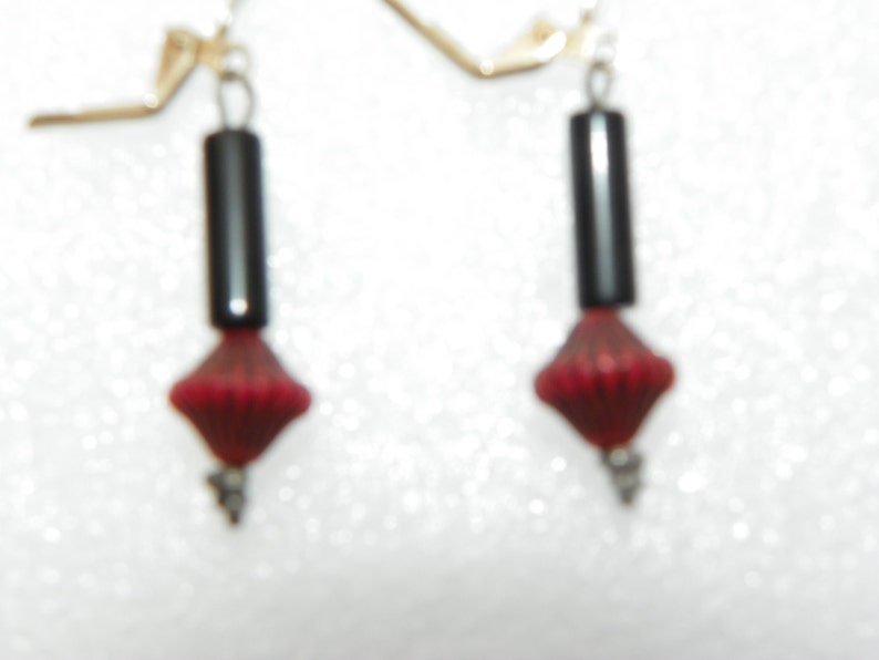 Vintage Earrings red and black earrings prom earrings prom jewelry red earrings black earrings dangle earrings gift handmade earrings