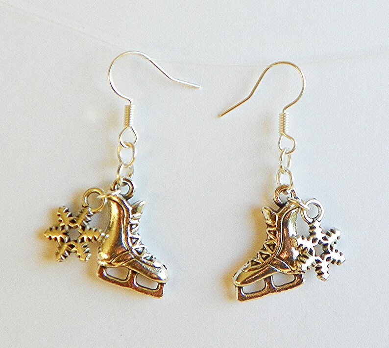 Ice Skate Earrings Winter Earrings Stocking Stuffer Snowflake Earrings
