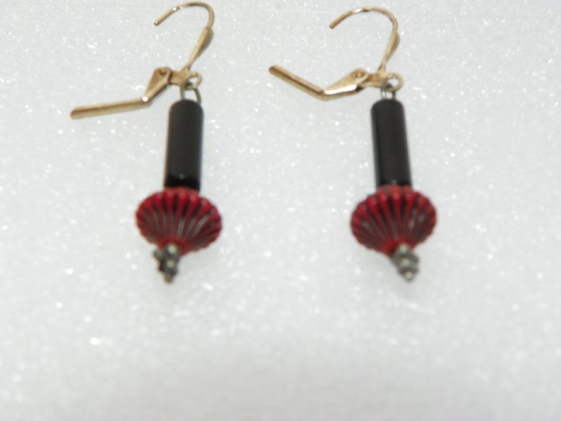 Vintage Earrings red and black earrings prom earrings prom jewelry red earrings black earrings dangle earrings gift handmade earrings