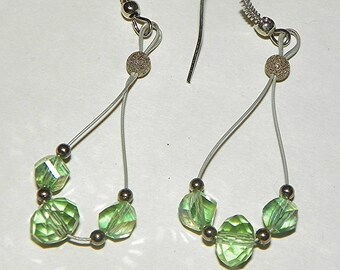 St. Patricks Day Earrings Green Earrings Crystal Earrings loop earrings handmade earrings handcrafted earrings dangle earrings drop earring