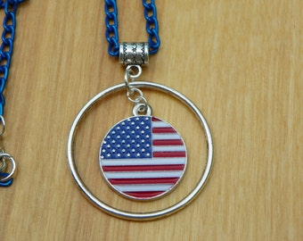 4 juillet Collier USA Flag Necklace Flag Flag Collier patriotique collier blanc et bleu rouge collier 4th of July Necklace