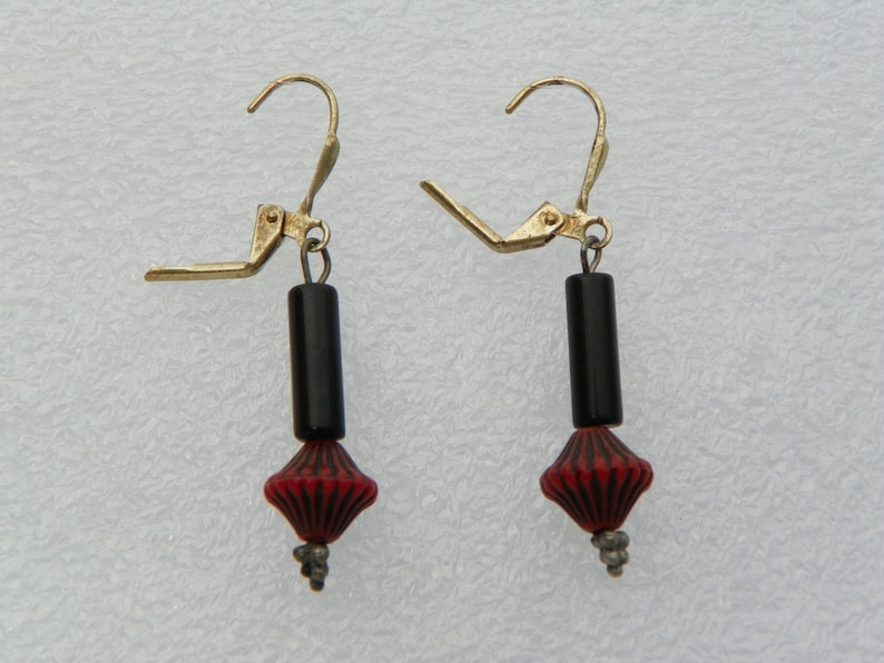 Vintage Earrings red and black earrings prom earrings prom jewelry red earrings black earrings dangle earrings gift handmade earrings