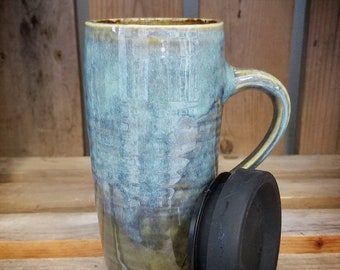 To Go Mug / Best Seller / Handmade Pottery Coffee Mug / Ceramic / Travel Mug / ceramic mug / gift for him / car holder size / Mother's day