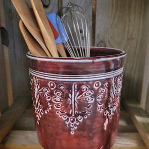 Gebruiksvoorwerp / aardewerk voor lepels en keukengerei / keramiek / keukendecor / cadeau voor koks / huwelijkscadeau / keukenkruik / Thanksgiving