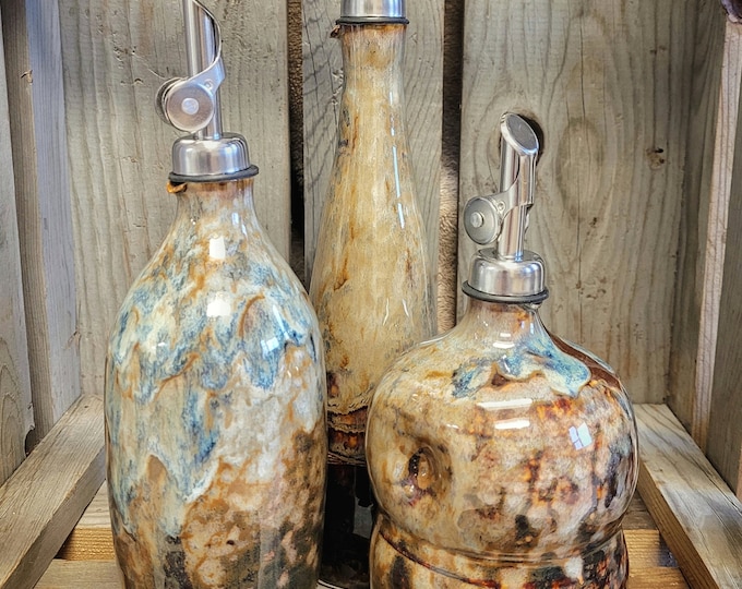 Olive oil bottle / Pottery cruet / pottery olive oil bottle / olive oil dispenser / oil cruet / Syrup / farmhouse decor / gift / fall decor