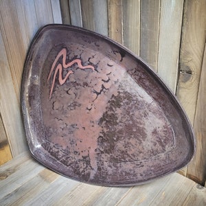 Pottery serving platter / large serving plate / modern decor / earth tone colors / ceramic dining ware / modern farmhouse / Thanksgiving