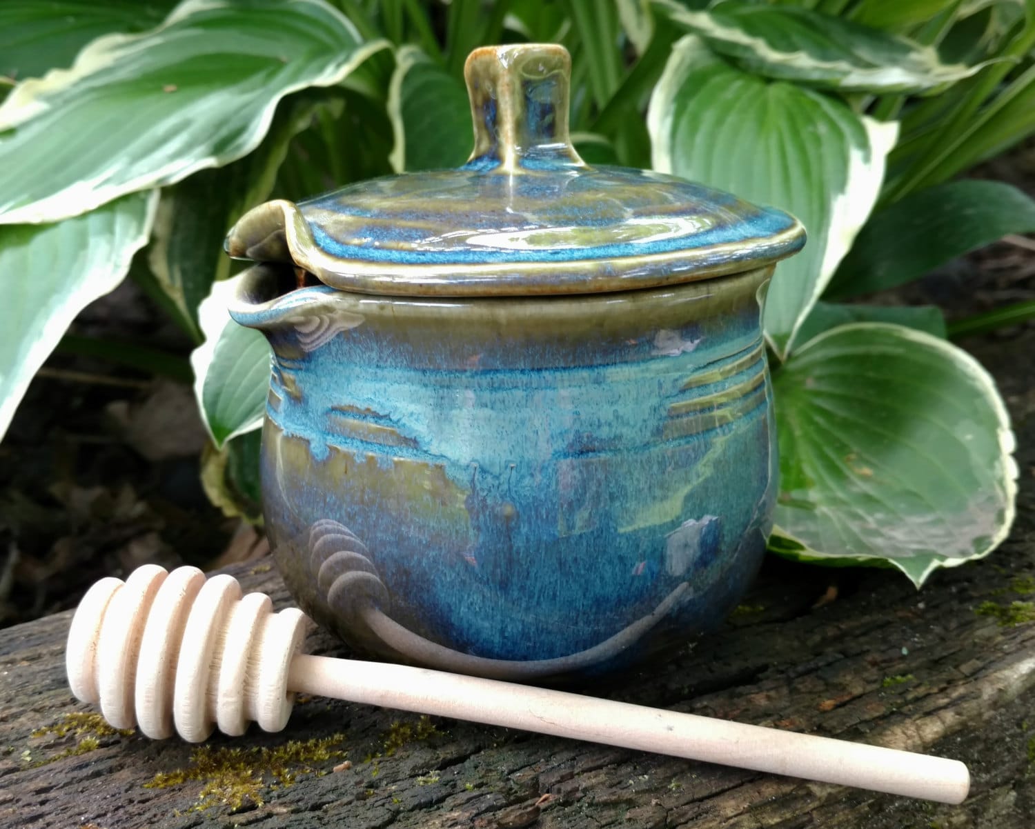 Pottery Honey Pot / Handmade Honey Jar With Wooden Honey Etsy