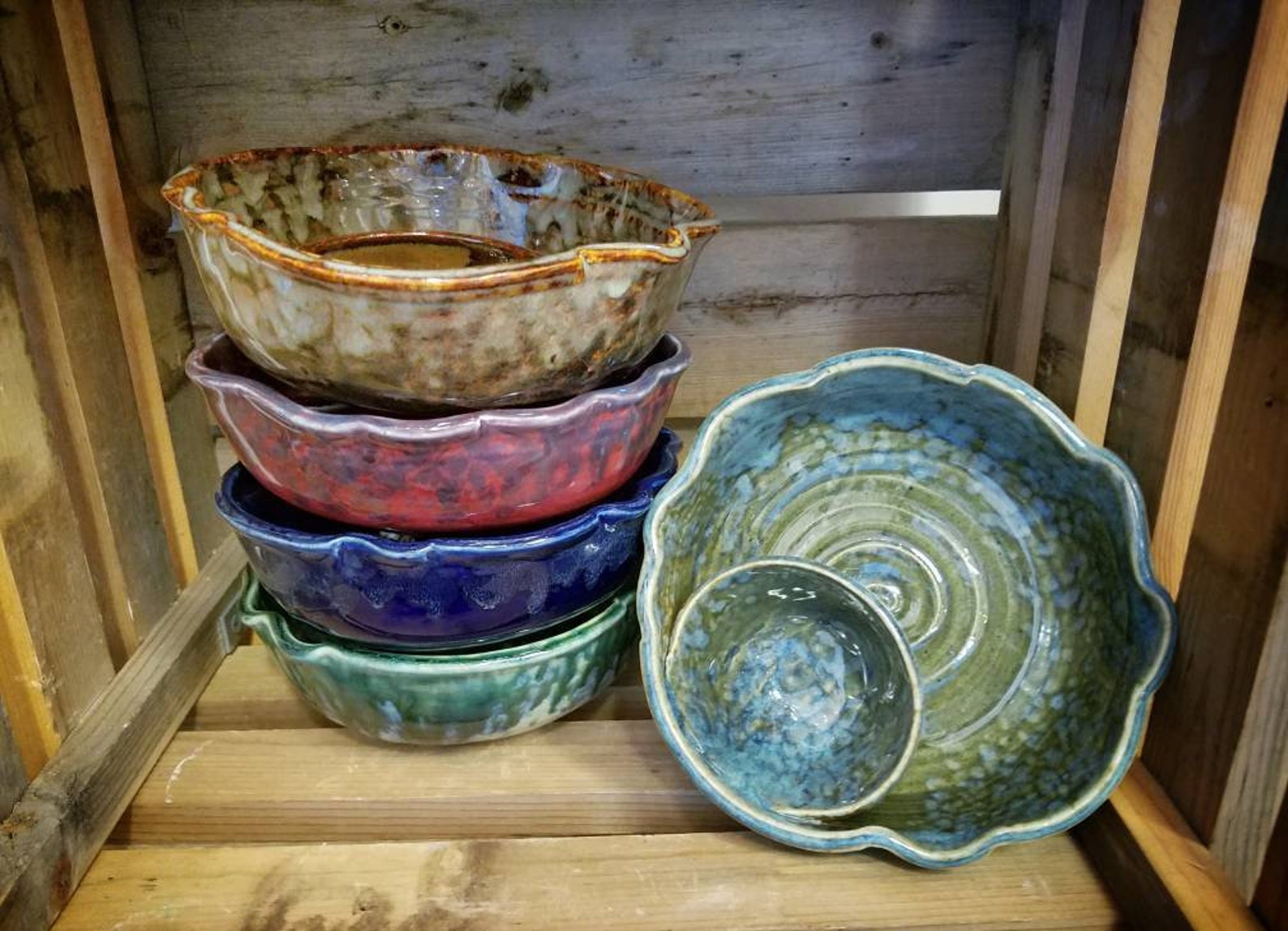 Chip and Dip Bowl / Pottery Chip and Dip / Double Bowl / Etsy