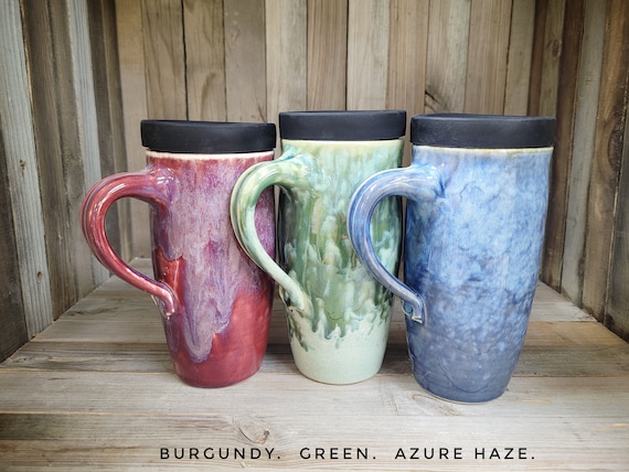 To Go Mug / Handmade to Travel Mug / Ceramic Travel Mug With Lid