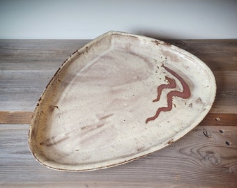 Pottery serving platter / large serving plate / modern decor / earth tone colors / ceramic dining ware / Cookie Plate / Mom gift / serving